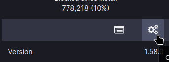 Ublock Origin gear button hovered by a mouse