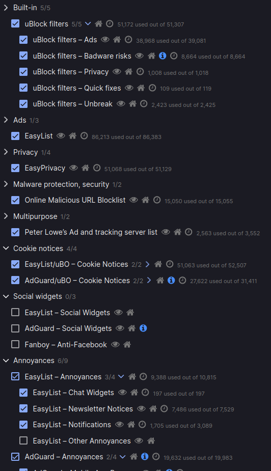 UBlock Origin filter list