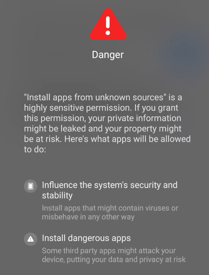 xiaomi danger popup